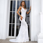 Sequined Geometric Abstract Pattern Strap Dress for Women Formal Gown Summer Women Prom Clothing PINCHA