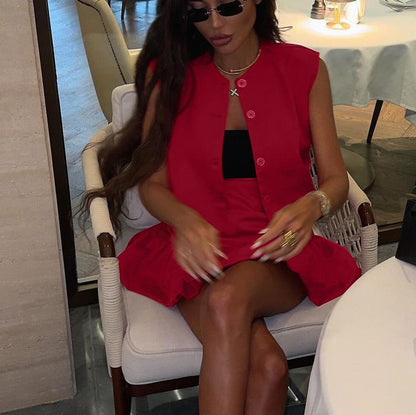 Women Summer Sleeveless Shirt Vest Top Fishtail Skirt Two Piece Set Kigali