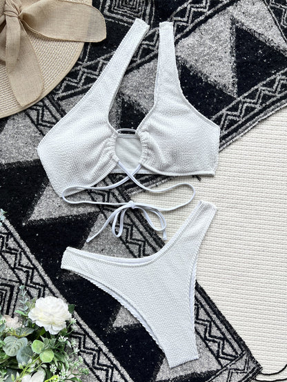 Bikini Double Bikini Bandage Swimsuit Cross Swimsuit Women Sexy Swimsuit Solid Color