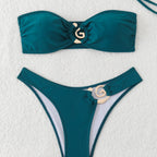 Tube Top Exposed Back Lady Sexy Summer Beach Bikini Split Set OLam