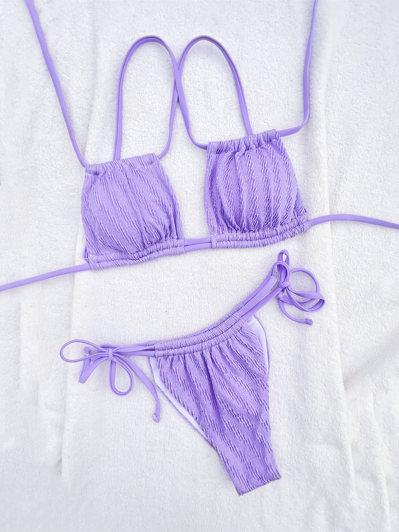 Bikini sexy traje de baño con cordones traje de baño para mujer traje de baño sin espalda bikini de color sólido