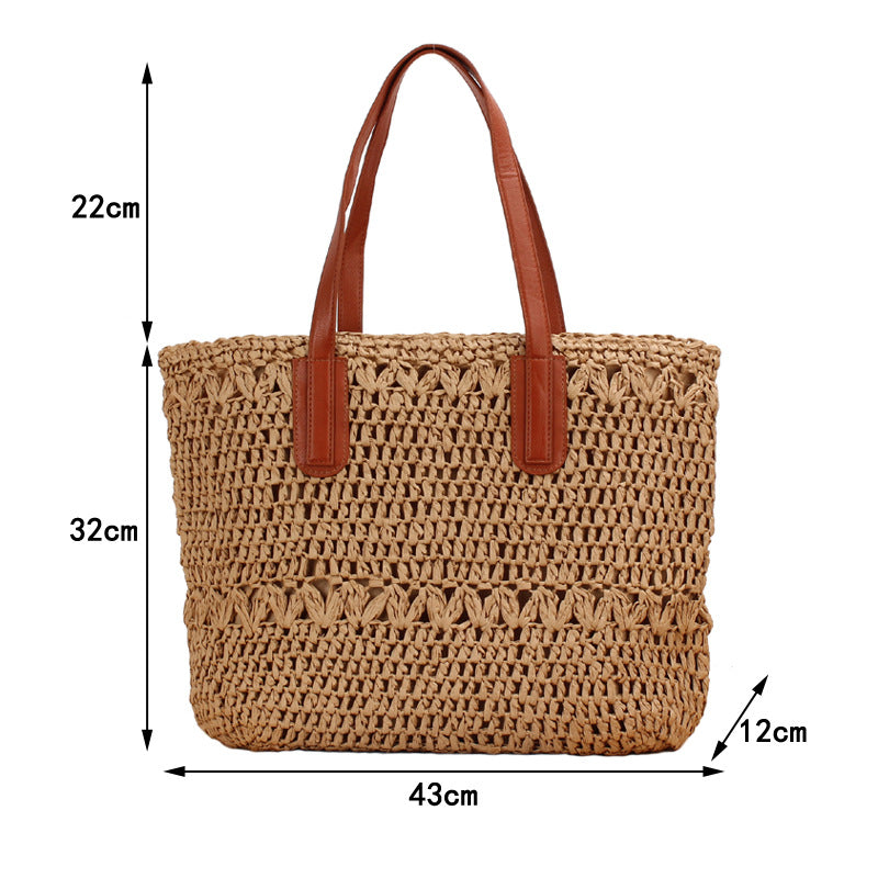 Summer Hollow Out Cutout out Woven Bag Paper String Shoulder Straw Bag Casual Beach Women Bag Rico