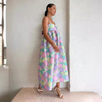 Casual Elegant Printed Sling Loose Sleeveless Backless Large Swing Dress Gemi