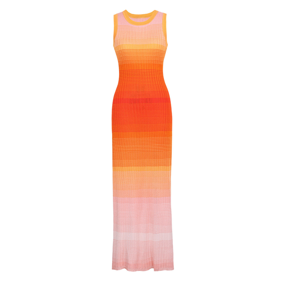 Spring Autumn Socialite Net Red Wind Knitted Women Sleeveless Maxi Dress Dimenssa