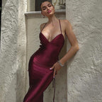 Women Clothing Spring Summer Solid Color Sexy Backless Hip Slimming Long Strap Dress SaturdayNight