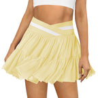 Summer Pantskirt Anti Exposure High Waist Contrast Color Mesh Pleated Skirt Ballet Short Skirt Women Midol