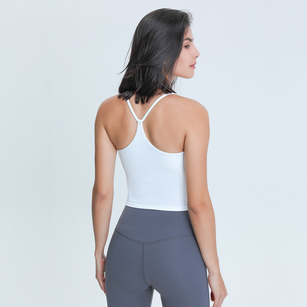 Spring Summer Sexy Y Shaped Beauty Strap Chest Pad Yoga Vest Women Moisture Wicking Stretch Skinny Yoga Clothes Tichin