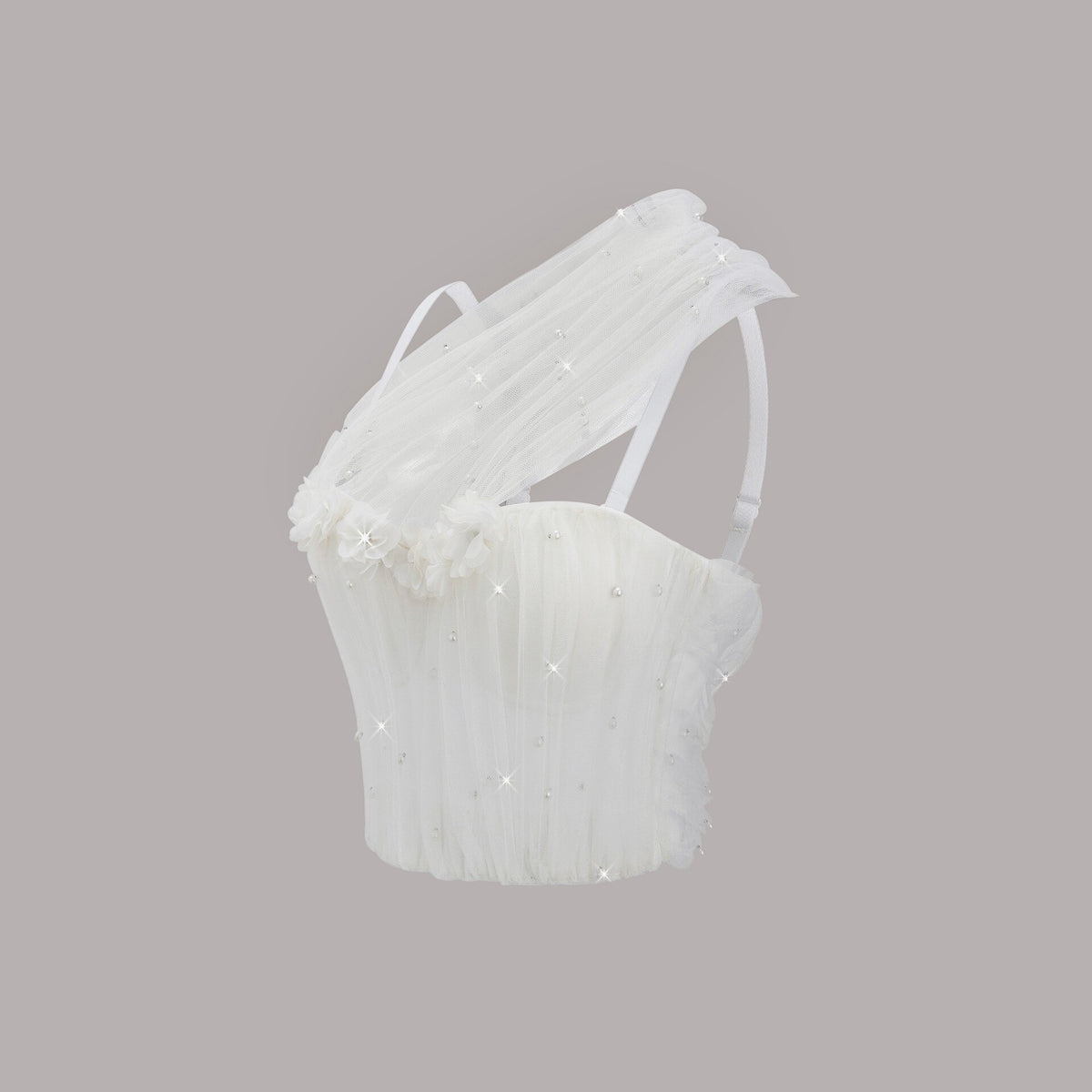 Fairy Sexy Mesh Pearl Suspender Vest Women Short Stretch Body Shaping Boning Corset Bra WildQueen