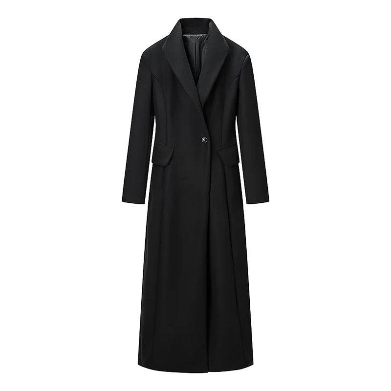Korean Elegant British Long Cut Coat Women Spring Woolen Coat OFMY