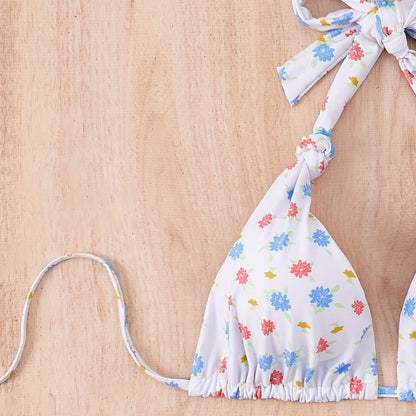 Women Floral Tie Neck Halter Bikini for Swimsuit