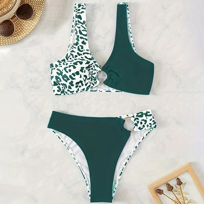 Floral Color Matching Split Swimsuit Women High Sense Vacation Beach Spring Bikini Swimming Set