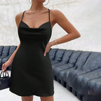Vestido adelgazante de corte A con cintura controlada y diseño sexy en la espalda con cordones