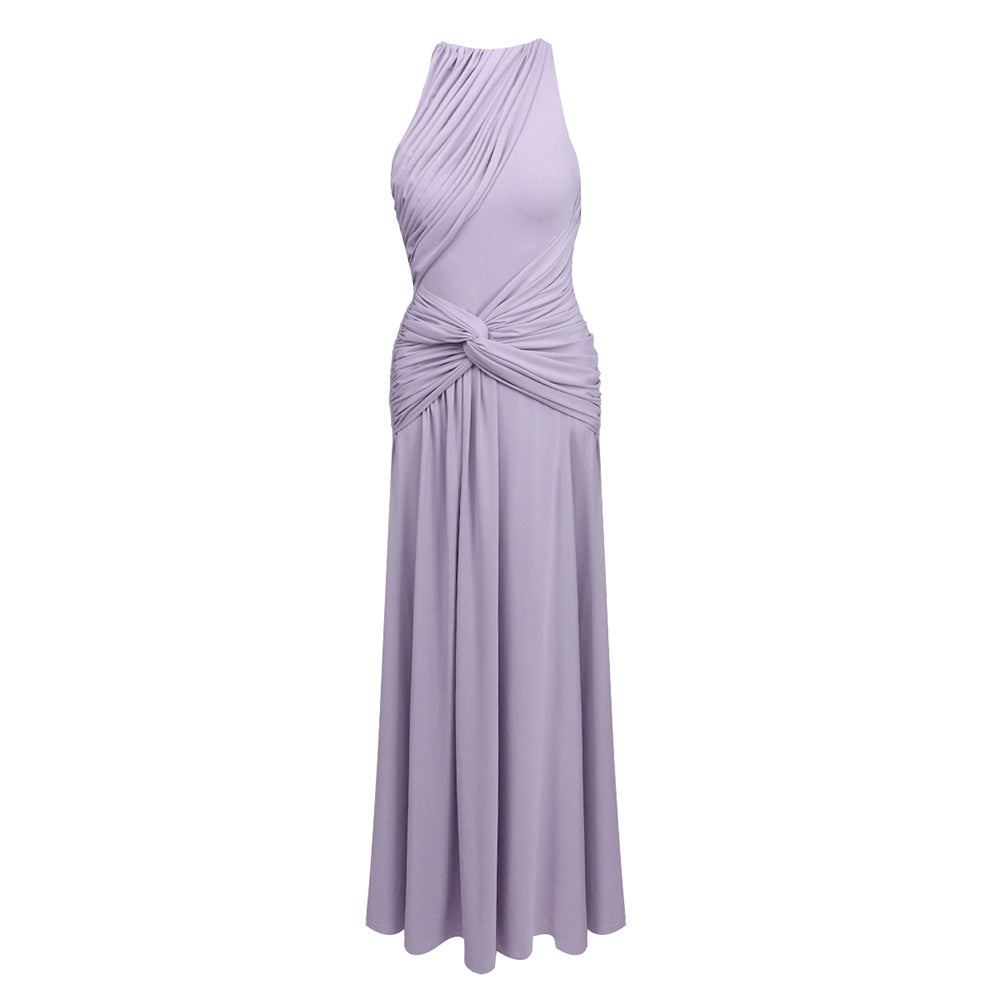 Purple Halter Dress Waist Tight Dress for Women Summer Seaside Holiday High End Women Clothing Sight