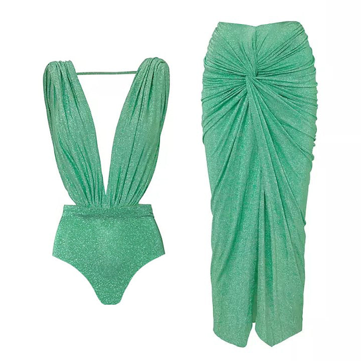 Cyan V-neck Suit