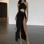 Robe sexy d'automne à lacets et découpes hautes et fentes pour femmes