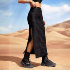 Summer Best Women Clothes Water Ripple High Waist Slit Sheath Skirt Women ChooUn