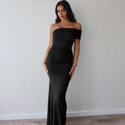 Women Clothing Summer Sexy Backless Slit Slim Dress Women