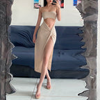 Summer Arrival Sexy High Split High Waist Slit Tube Top Dress Burgatti