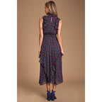 Women Elegance Sleeveless Printed Pleated Dress Maxi Dress DreamFashion