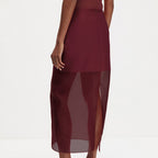 Arrival Fashionable All Match Black Mesh Skirt Women Double Layer See through High Waist Slit Hip Skirt Kigali