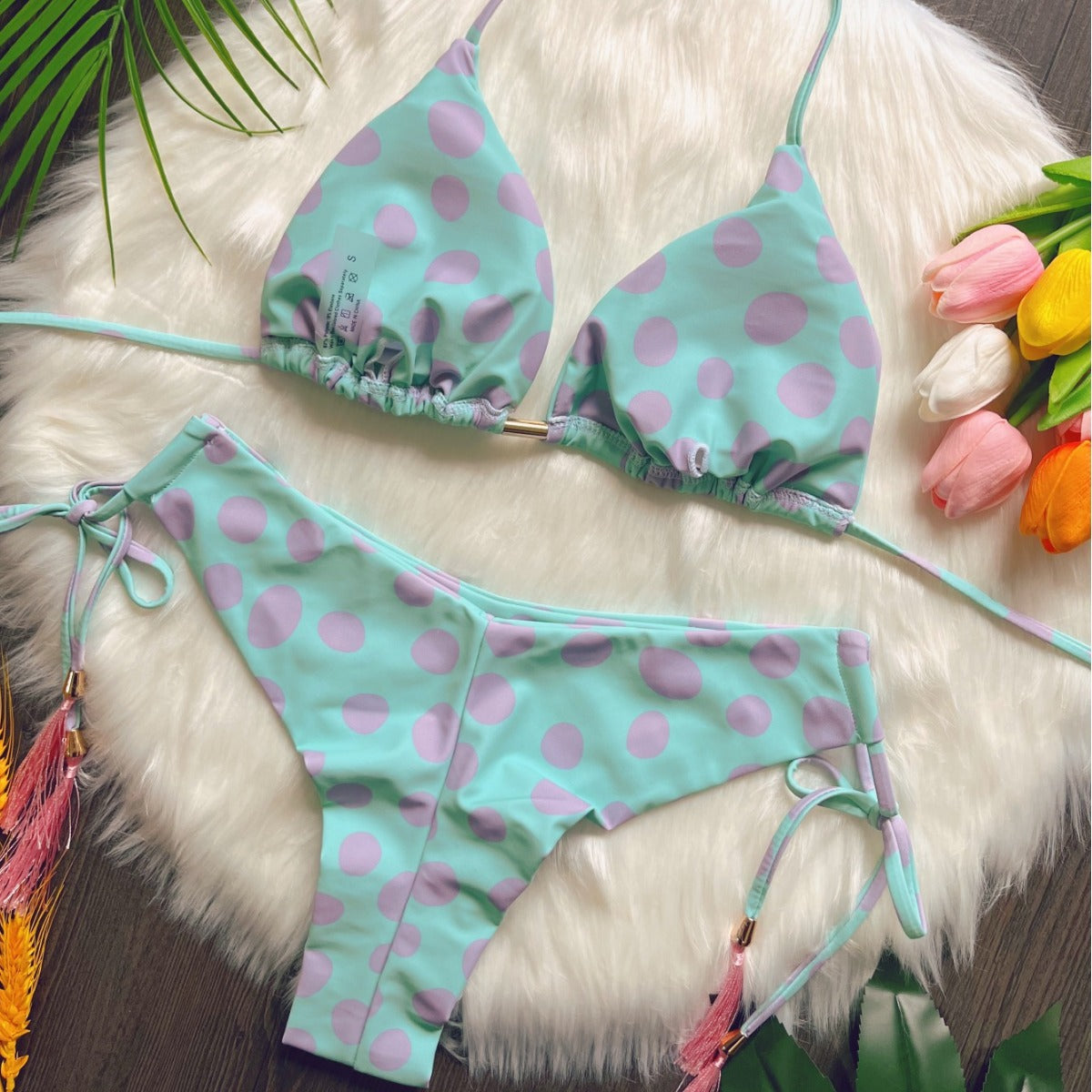 Traje de baño de bikini dividido estampado sexy de triángulo para mujer traje de baño