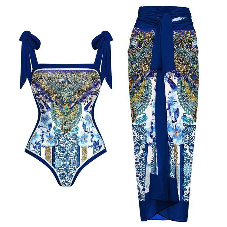 Blue and White Porcelain Two-Piece Suit