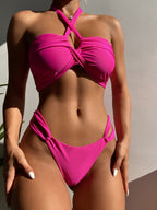 Bikini Double Bikini Solid Color Swimsuit Stitching Swimming Suit Women Sexy Swimsuit Strap CHENS