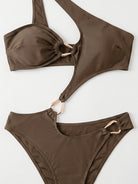 One Piece Swimsuit Solid Color One Piece Swimsuit Shoulder Asymmetric DOUBLEOUT