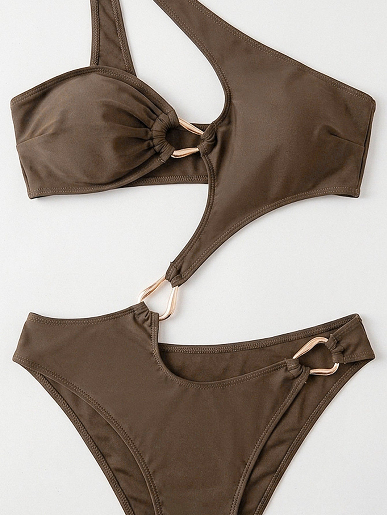 One Piece Swimsuit Solid Color One Piece Swimsuit Shoulder Asymmetric DOUBLEOUT