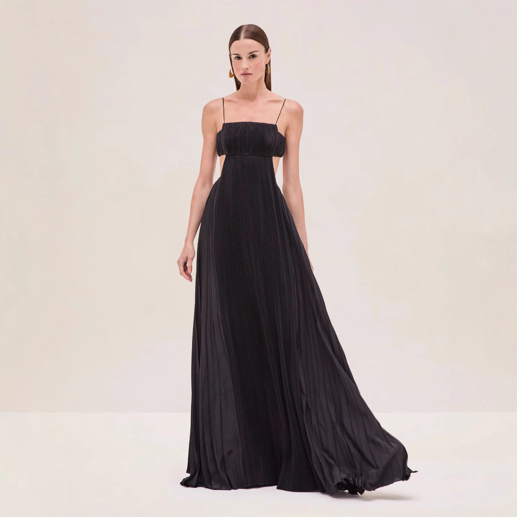 Vestido camisola de verano para mujer, sexy, plisado, sin espalda