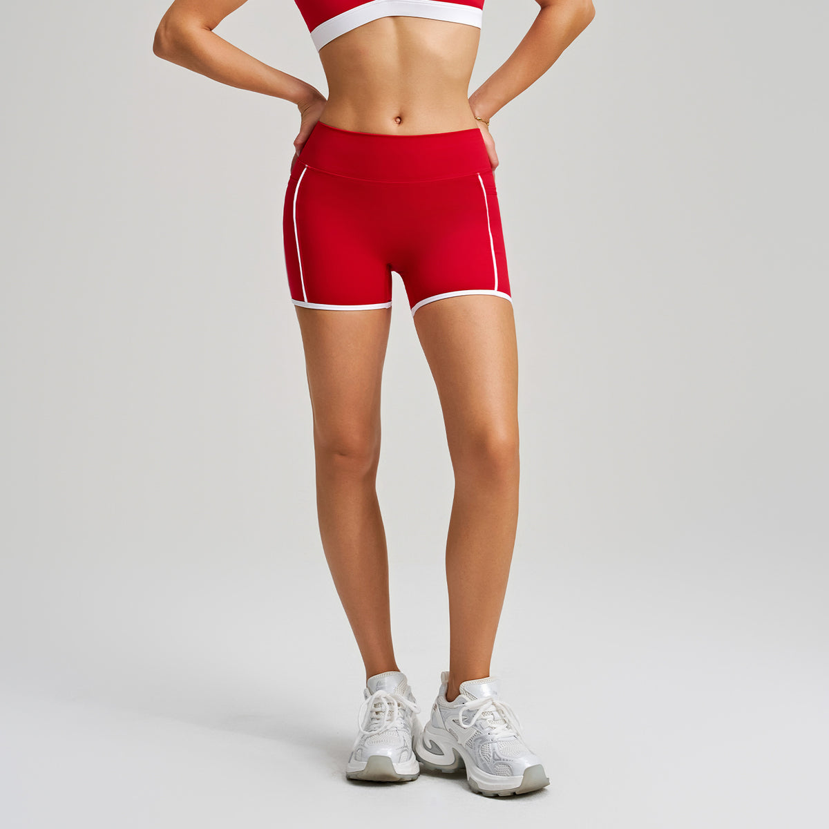 Contrast Color White Stripe Nude Feel Yoga Casual Tight Hip Shaping Sports Shorts Outdoor Running Shorts Shorts (Runs Small) Ruiesf