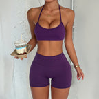 Halter Tube Top Yoga Short Pants Two Piece Sets Women Clothing Summer Zoyun