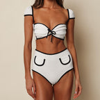 Solid Color High Waist Bikini Simple Split Swimsuit Women Sexy Bikini Thunder