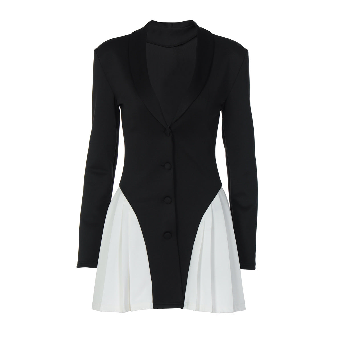 Women Clothing Autumn V neck Button Contrast Color Short Slim Fit Long-Sleeved Dress for Women LEKINS