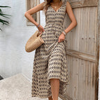 Summer Women Rhombus Prints Sleeveless Dress HUNDRED