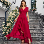 V neck Solid Color Summer Elegance Slim Fit Maxi Dress Long Cocktail Dress Inly