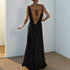 Summer Slim Fit Maxi Dress Autumn Casual Strap Satin Dress for Women EFFISEN