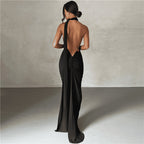 Vestido de noche ajustado con cuello halter y espalda descubierta para mujer
