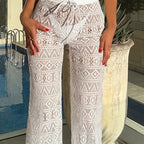 Women Blouse Mesh Plaid Sexy Beach Pants OLam