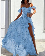Summer Sexy off Shoulder Sleeveless Split Waist Controlled Dress FDkphpe