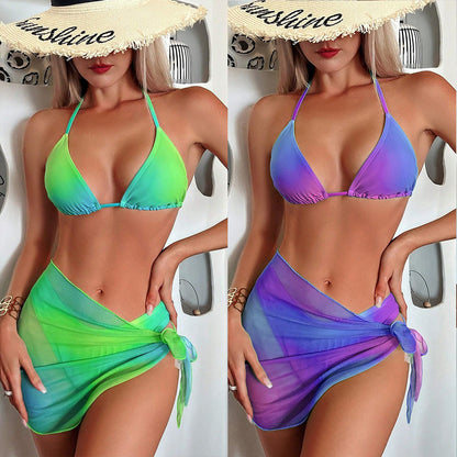 Swimsuit Women Gradient Split Three Piece Tie Dyed Printed Bikini Bikini Swimsuit