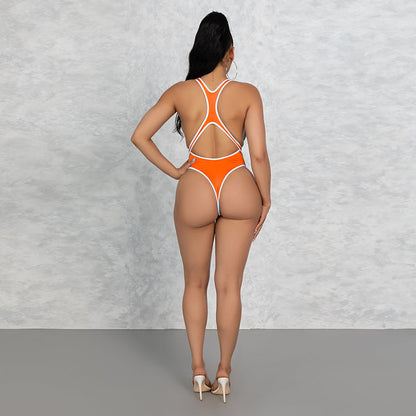 Sexy Women Clothing Bikini Three Point T Shaped Vest One Piece Swimsuit