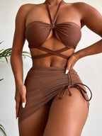 Bikini Solid Color Three Piece Split Swimsuit Bikini Fantastic