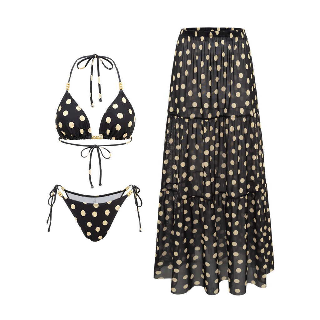 Black White Dot Sexy Swimsuit Slimming Suit Women Dress Beach Swimsuit Three Piece Set OLam