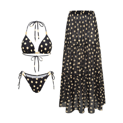 Black White Dot Sexy Swimsuit Slimming Suit Women Dress Beach Swimsuit Three Piece Set OLam