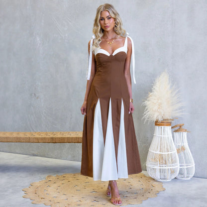 Spring Summer Digital Printing Bohemian Swing Mid Length Dress XUYUN