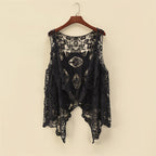 Women Summer Coat Thin Coat Sleeveless Lace Cardigan All Match Shawl Beachwear Sun Protection Clothing Women Hollow Out Cutout Shirt YTCYZ