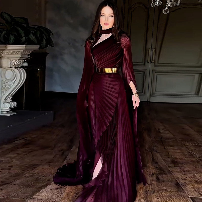 Summer Long Shawl Split Graceful Formal Dress Belt Dress Babeloon