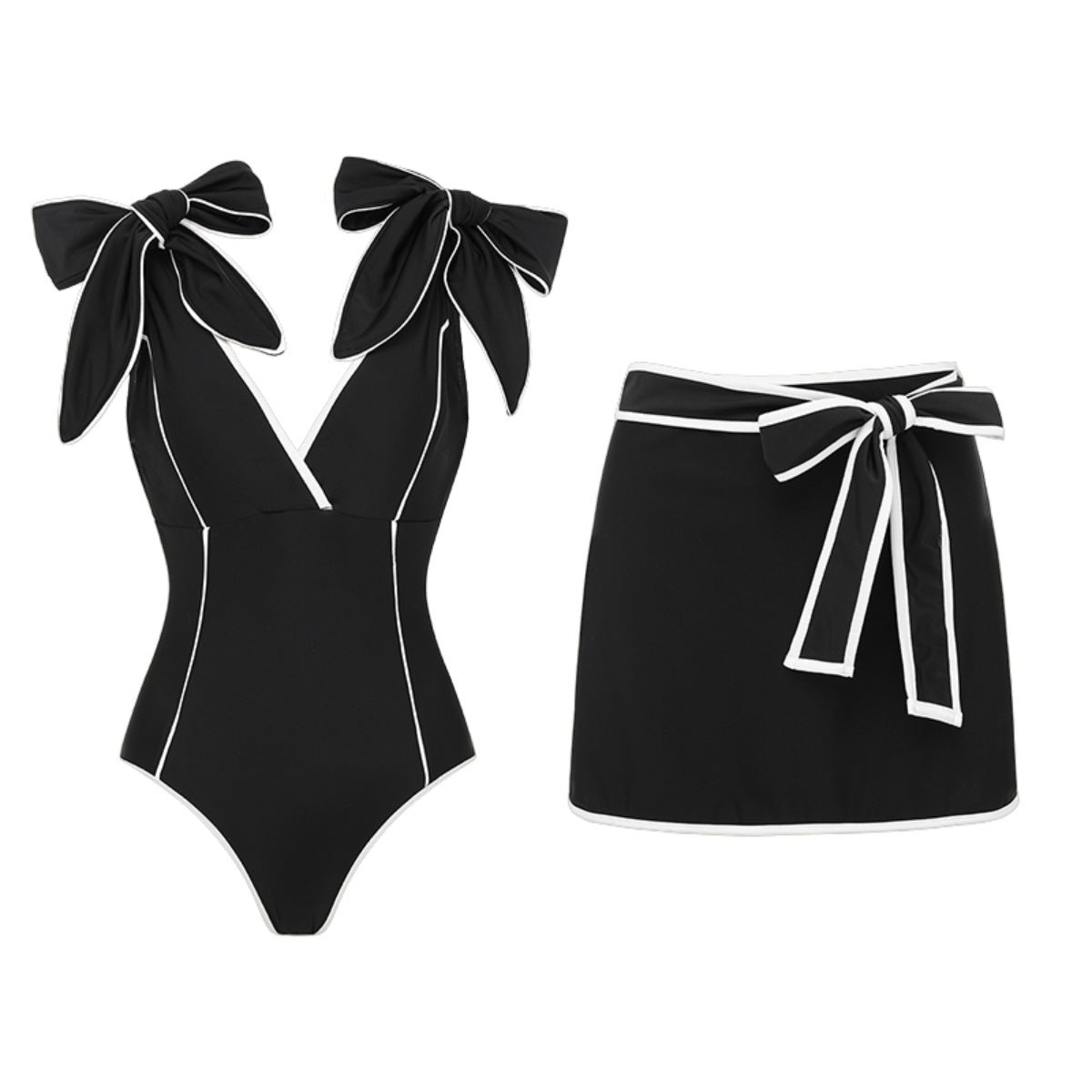 Black V-neck Suit