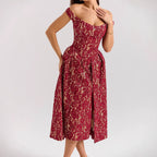 Vestido ajustado con estampado de cintura recortada y hombros descubiertos para mujer, ropa de primavera y verano